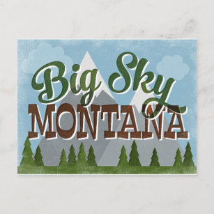 Postal Big Sky Montana Fun Retro Snowy Mountains
