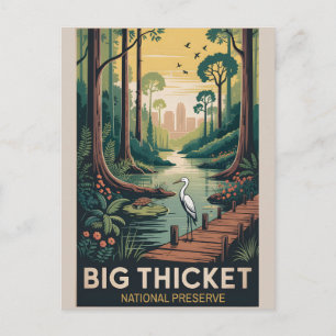 Postal Big Thicket Póster Vintage de la Naturaleza de T