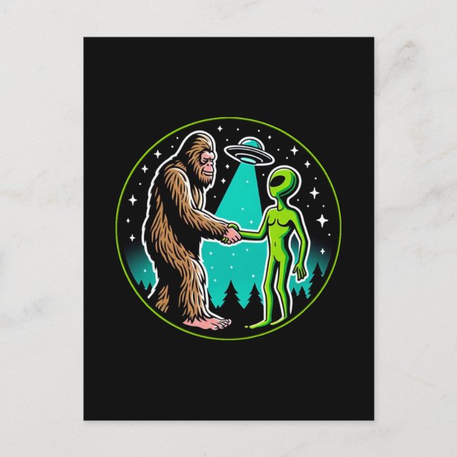 Postal Bigfoot Alien Alliance - Funny Scifi Cryptid (Anverso)