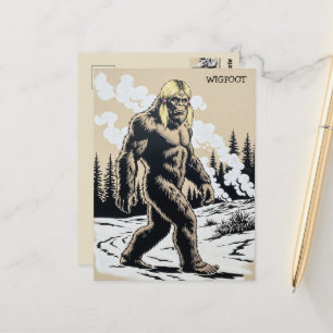 Postal Bigfoot Divertido Tono Sepia Vintage