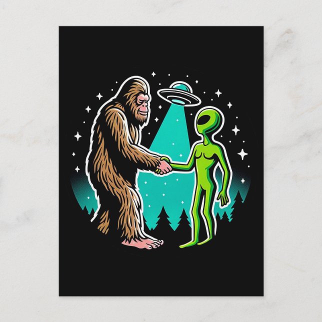 Postal Bigfoot Meets Alien (Anverso)