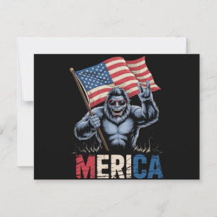 Postal Bigfoot Merica Roca Bandera Americana Patriótica 