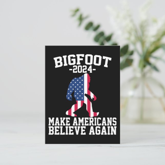 Postal Bigfoot Para Presidente 2024 Divertido Bigfoot (Anverso de pie)