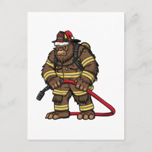 Postal Bigfoot Sasquatch Bombero Navidad 2026