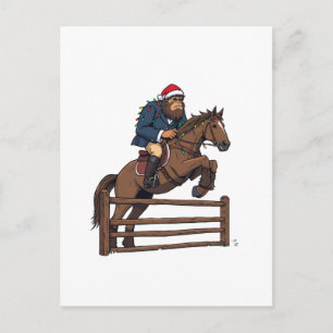 Postal Bigfoot Sasquatch Ecuestre Navidad Caballo Montand