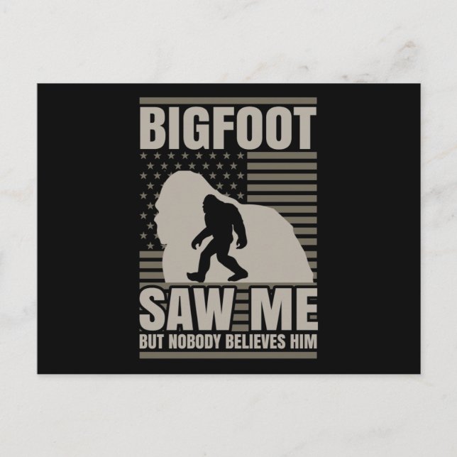 Postal Bigfoot Saw Me American Flag (Anverso)