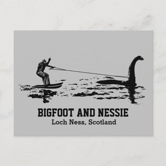 Postal Bigfoot y Nessie Loch Ness Mensajes de texto perso (Anverso)