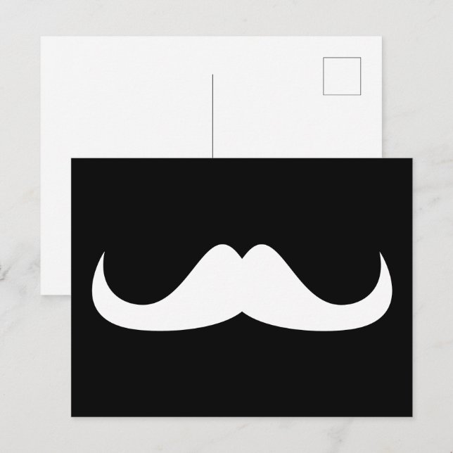 Postal Bigote de manillar Cool White en Negro (Anverso / Reverso)