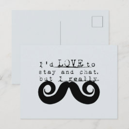 Postal Bigote Divertido Humor Azul Gris Negro Debo