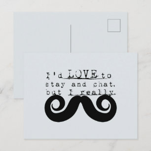 Postal Bigote Divertido Humor Azul Gris Negro Debo