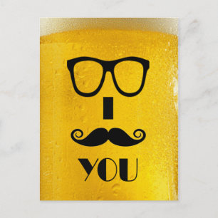 Postal bigote fresco en una imagen con efecto cerveza