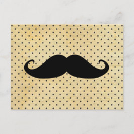 Postal Bigote negro divertido en lunares del amarillo del