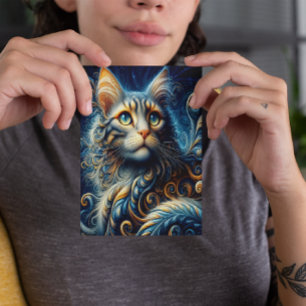 Postal Bigotes y Zafiro: La mirada de ojos azules de un g