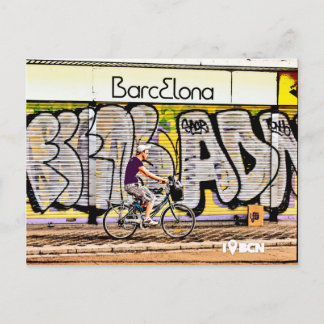 Postal Bike riding on Barcelona, Spain