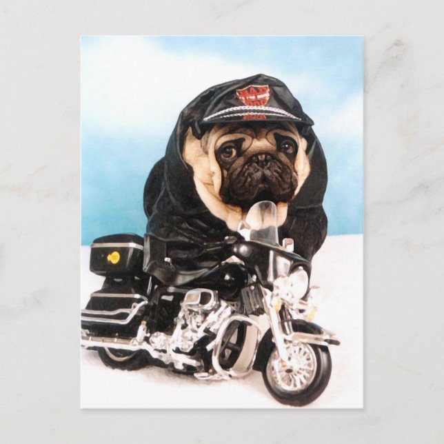 Postal Biker Pug Dog (Anverso)