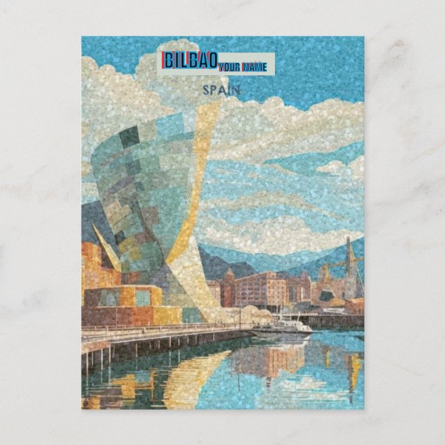 Postal Bilbao España Art Print, Bilbao Art Illustrat (Anverso)