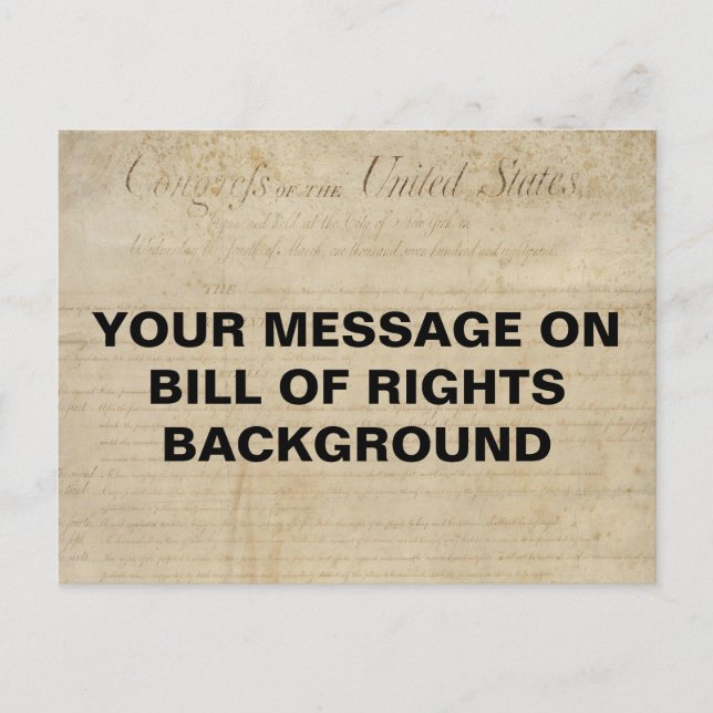 Postal Bill of Rights Customizable Template Postcard (Anverso)