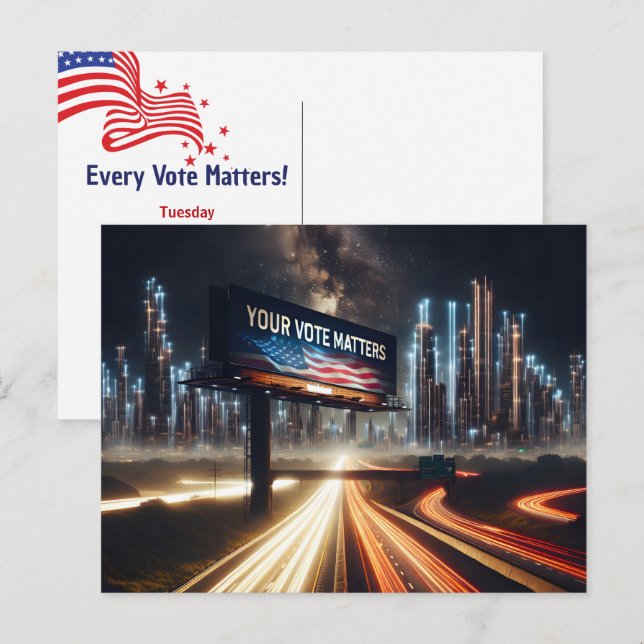 Postal Billboard de recordatorio de voto con relámpago (Anverso / Reverso)