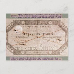Postal Billete de 500 francos de la 24ª terminal