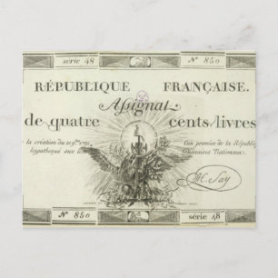 Postal Billete de cuatrocientos livres, 21 de septiembre 