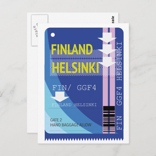 Postal Billete de viaje de Helsinki de Finlandia (Anverso / Reverso)
