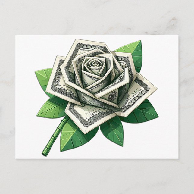 Postal billetes de cien dólares arte de origami rosa (Anverso)