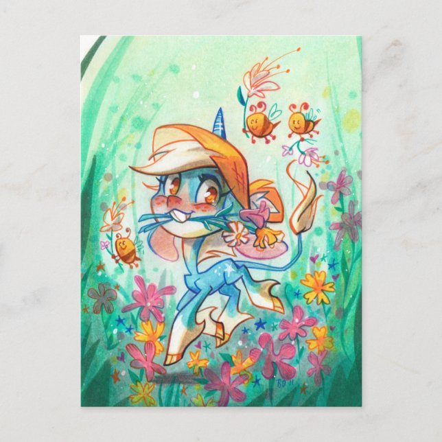 Postal Billie y las abejas (Anverso)