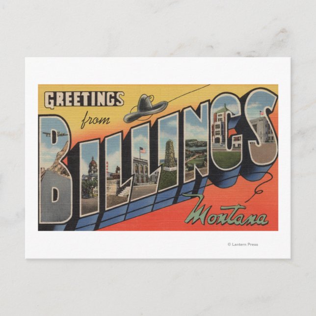 Postal Billings, Montana - Escenas de letras grandes 2 (Anverso)