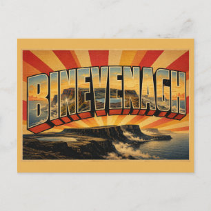Postal Binevenagh Irlanda del Norte Arte de Viaje Vintage