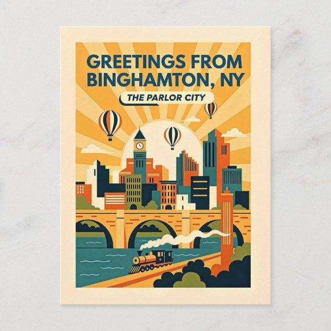 Postal Binghamton NY La Ciudad Salón Retro (Anverso)