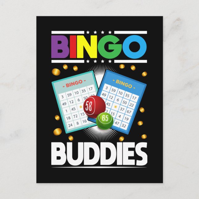 Postal Bingo Amigos Hombres Mujeres Graciosa Jugador de B (Anverso)