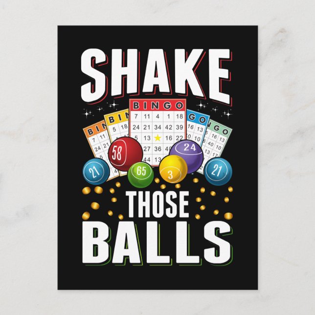 Postal Bingo Humor Hombres Mujeres Funny Jugador de Bingo (Anverso)