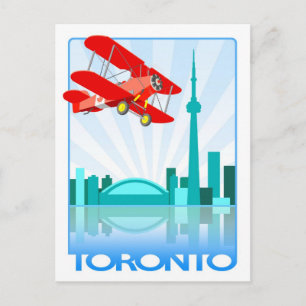 Postal Biplano canadiense sobre el diseño retro de Toront