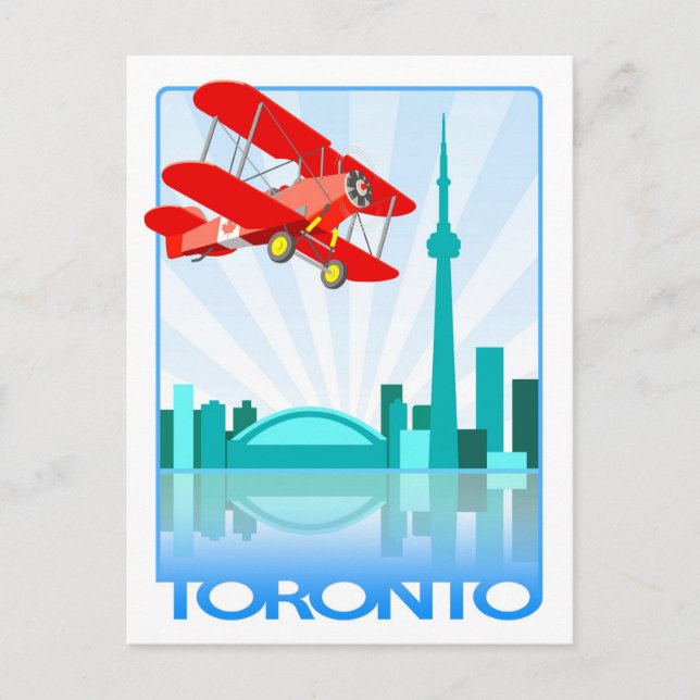 Postal Biplano canadiense sobre el diseño retro de Toront (Anverso)