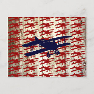 Postal Biplano vintage en los regalos de aviación de made
