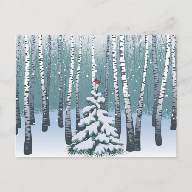 Postal Birches In the Winter Forest (Anverso)
