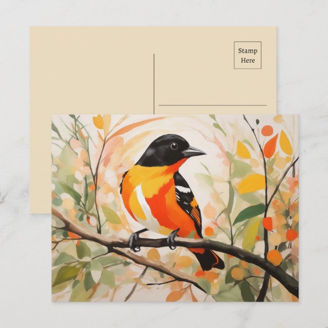 Postal Bird Baltimore Oriole (Anverso / Reverso)