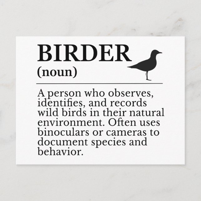 Postal Birder definition - wild bird observer (Anverso)
