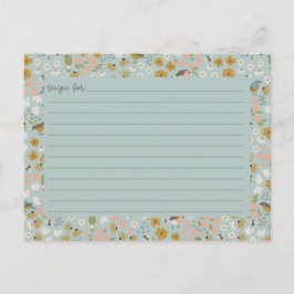 Postal Birds and Bees Floral Bridal Shower Recipe Card