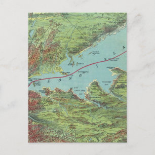 Postal Birds Eye View Map De Nueva York Y Sus Alrededores