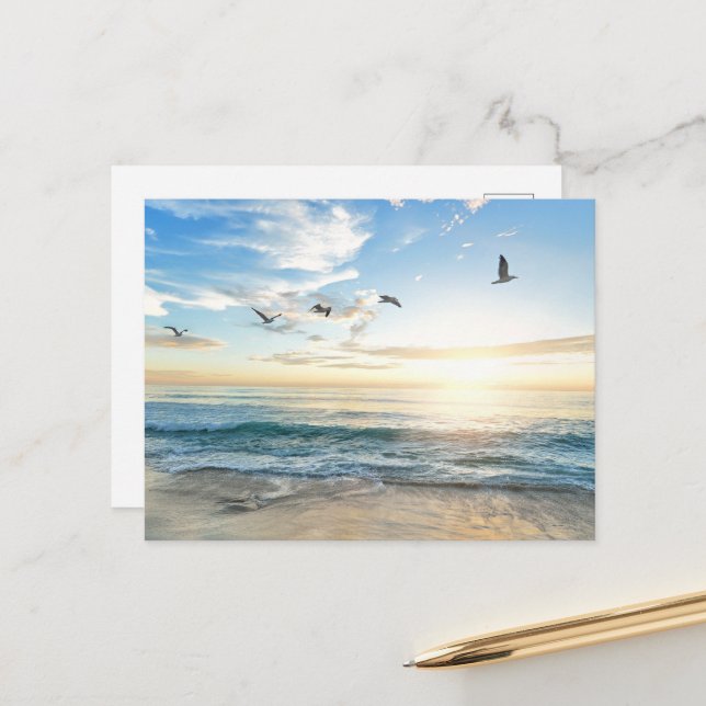 Postal Birds in flight over the ocean (Anverso/Reverso In Situ)