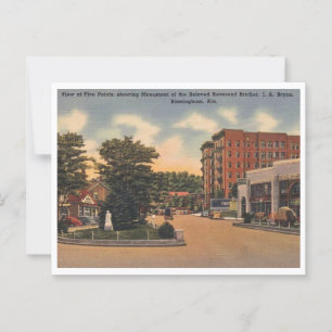 Postal Birmingham AL Five Points View 1940