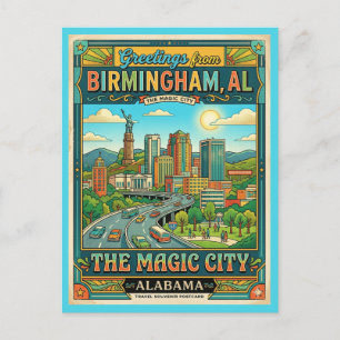 Postal Birmingham Alabama Ciudad Mágica Estilo Vintage