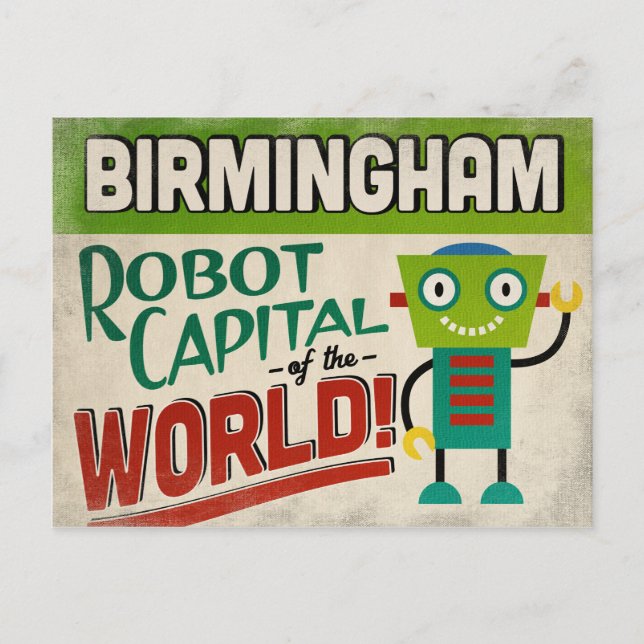 Postal Birmingham Alabama Robot - Funny Vintage (Anverso)