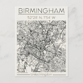 Postal Birmingham City Map Postcard Charcoal Urban Sketch