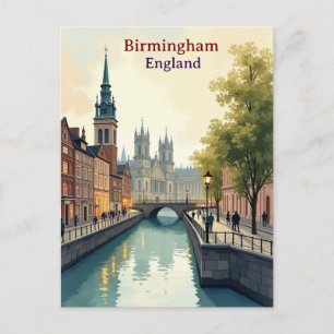 Postal Birmingham Inglaterra Viajes acuarela artística vi