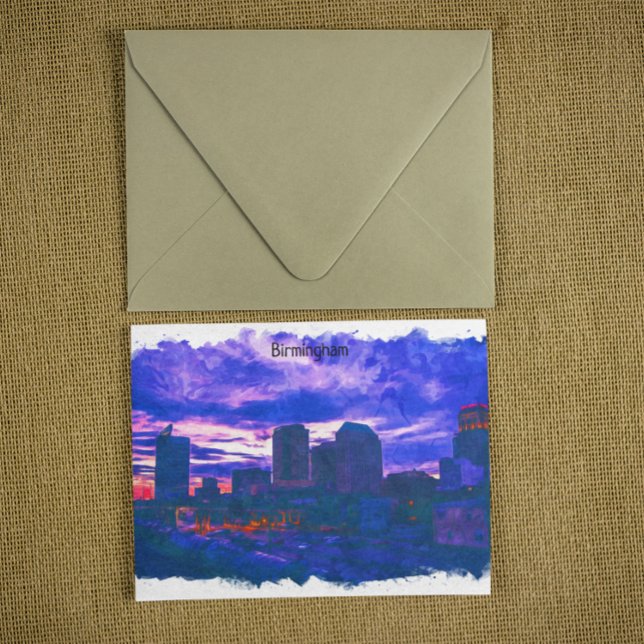 Postal Birmingham Reino Unido (Birmingham UK watercolor travel postcard)