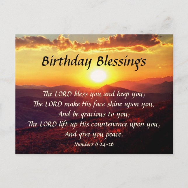 Postal Birthday Blessing Numbers 6:24-26 Mountain Sunset (Anverso)