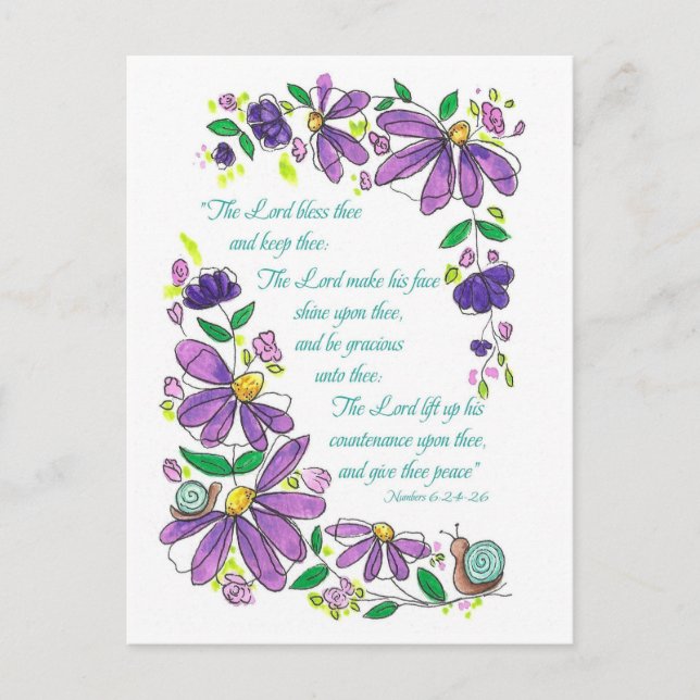 Postal Birthday Blessings Scripture Numbers 6:24-26 (Anverso)