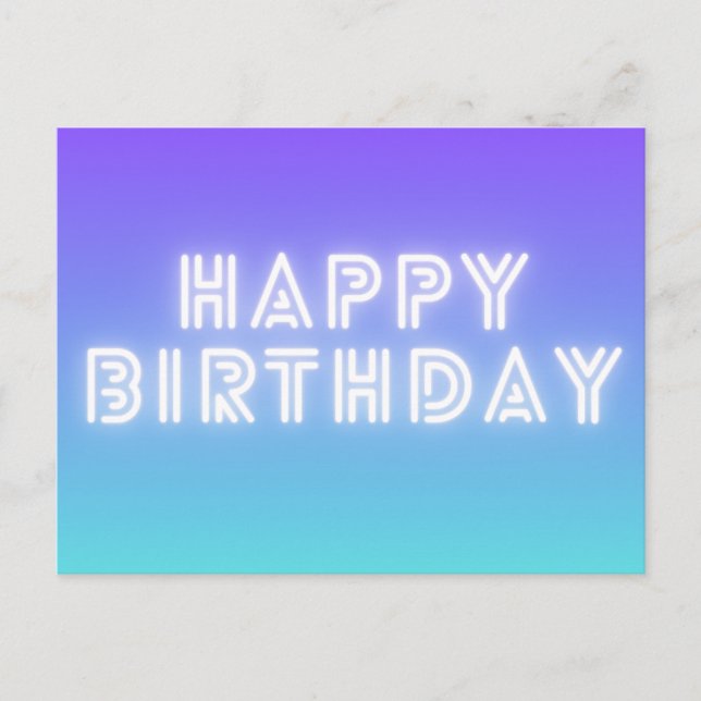 Postal Birthday Card - Neon Glow (Anverso)